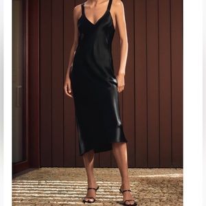 Zara black viscose ankle length dress